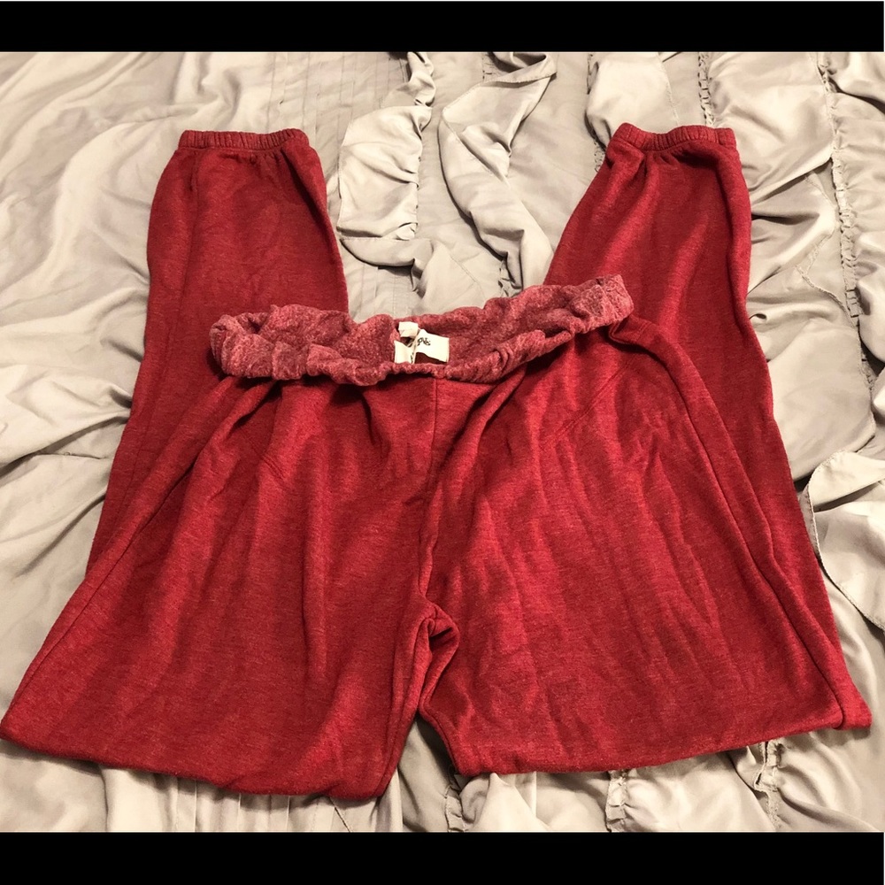 Red sweatpants